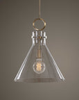 Imbuto - Funnel Glass 1 Light Pendant - White & Gold