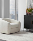 Capra - Art Deco White Swivel Chair