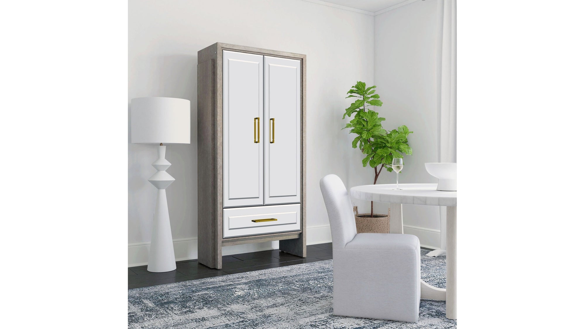 Lansing - Tall Bar Cabinet - Cerused Gray Oak