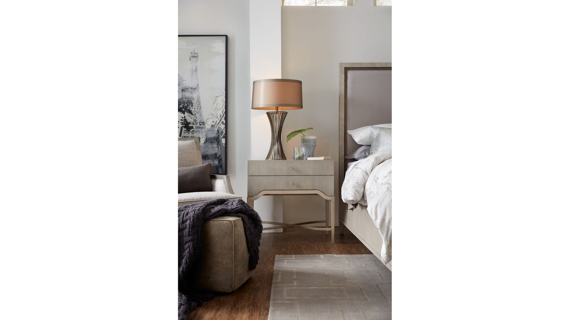 Elixir - 2-Drawer Nightstand - Pearl Silver