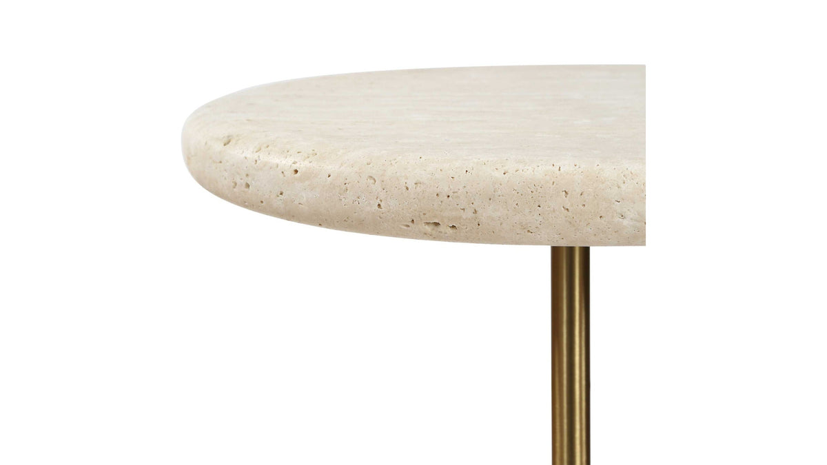 Adames - Travertine Drink Table - Brass / White