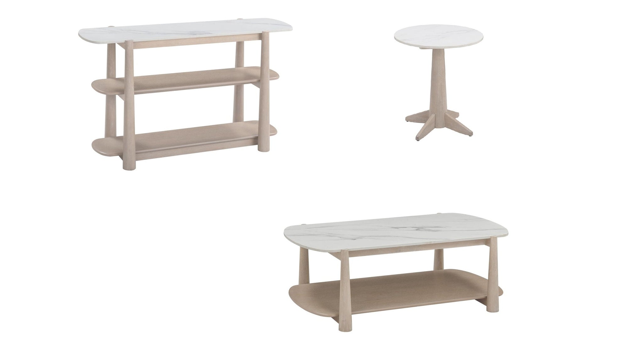 Horizons - End Table - White Oak / White Marble
