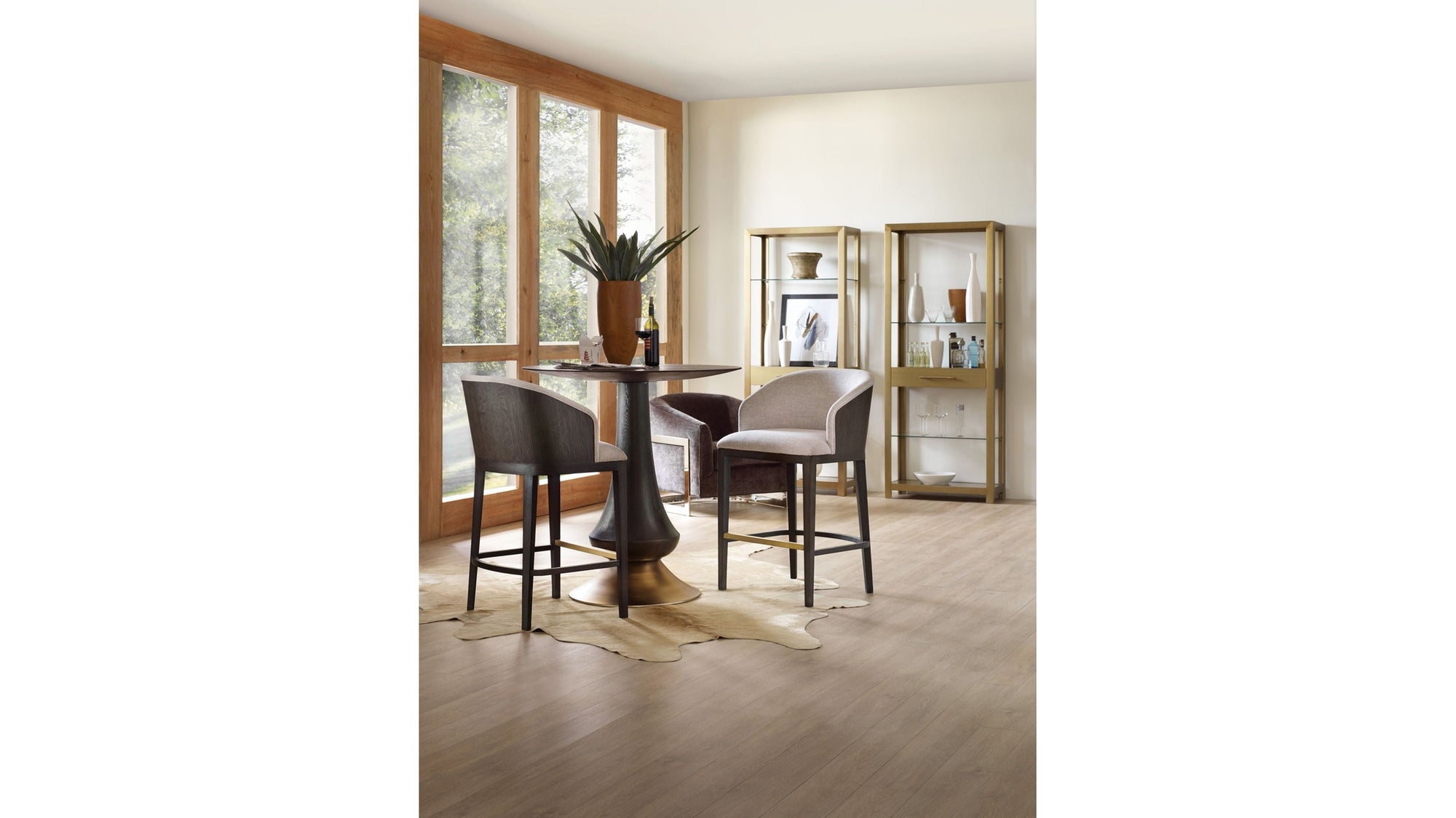 Curata - Upholstered Bar Stool - Dark Brown / Beige