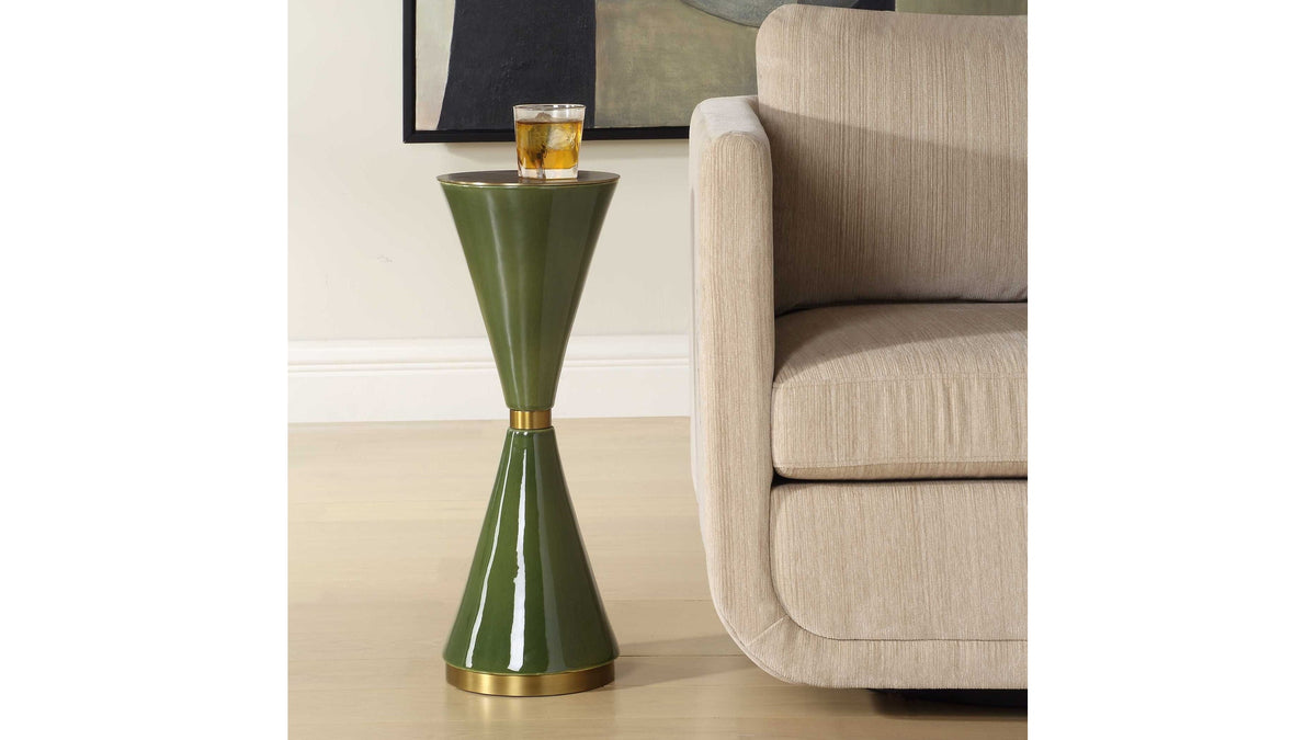 Ronde - Drink Table - Brass / Jade Green