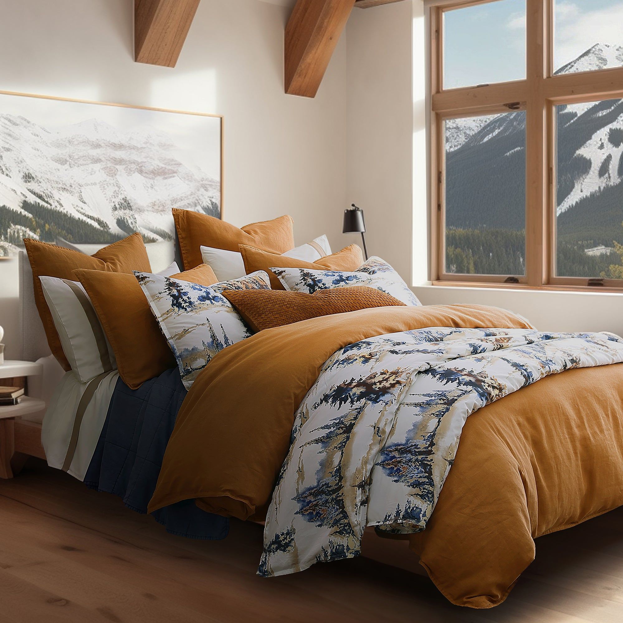 Acadia - King Reversible Duvet Cover Set (Set of 3) - Copper