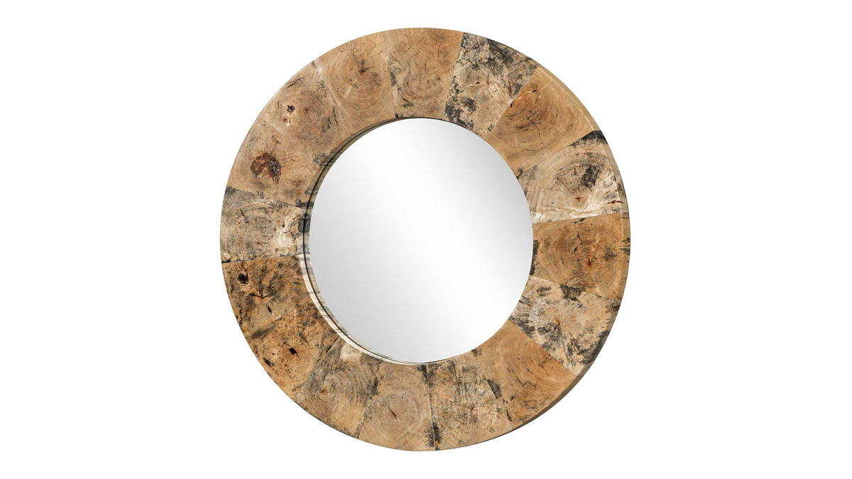 Hiram - Round Wood Mirror - Woodtone