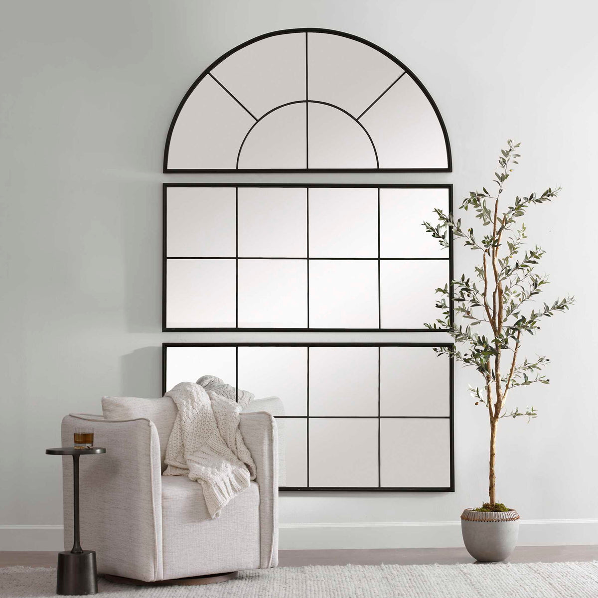 Rousseau - Iron Window Arch Mirror - Black
