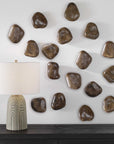 Pebbles - Walnut Wood Wall Décor (Set of 9) - Dark Brown