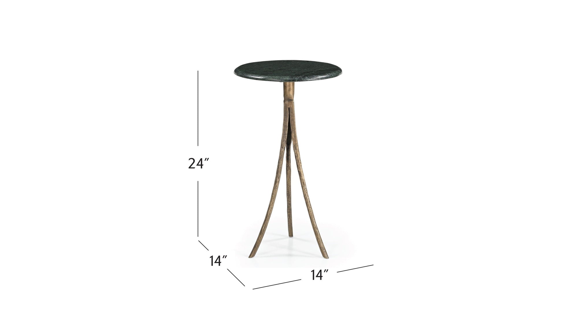 Milo - Accent Table - Antique Brass / Green Marble
