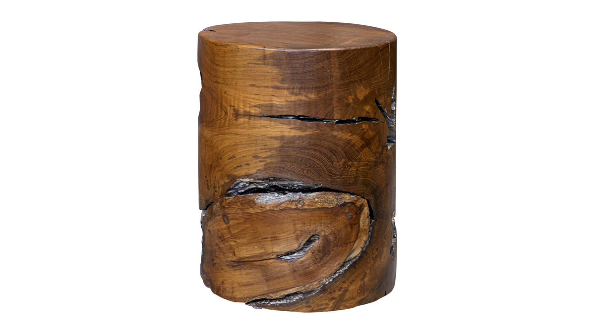 Rafe - Wooden Accent Stool - Silver / Woodtone