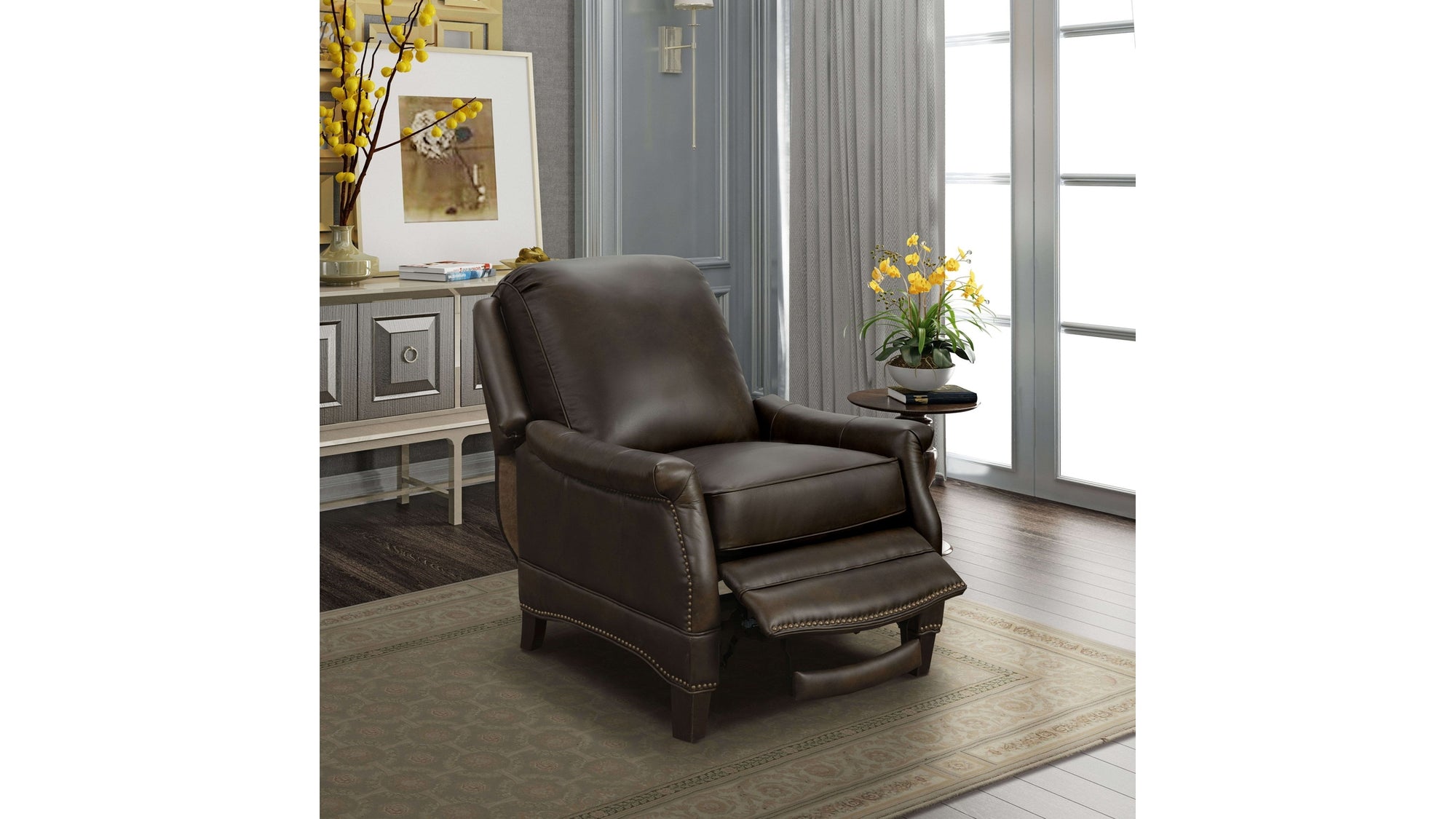 Ashebrooke - Push Thru The Arm Recliner - Walnut