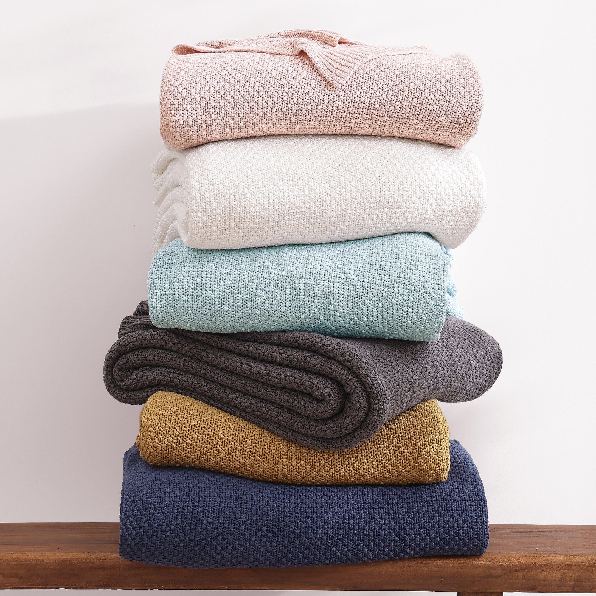 Cotton Knit - Full/Queen Blanket - Blush