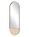 Russo - Travertine Tall Oval Mirror - Bronze / Brown / Gold