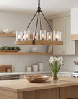 Palm Royal - 8 Light Indoor-Outdoor Chandelier - Black / Light Brown