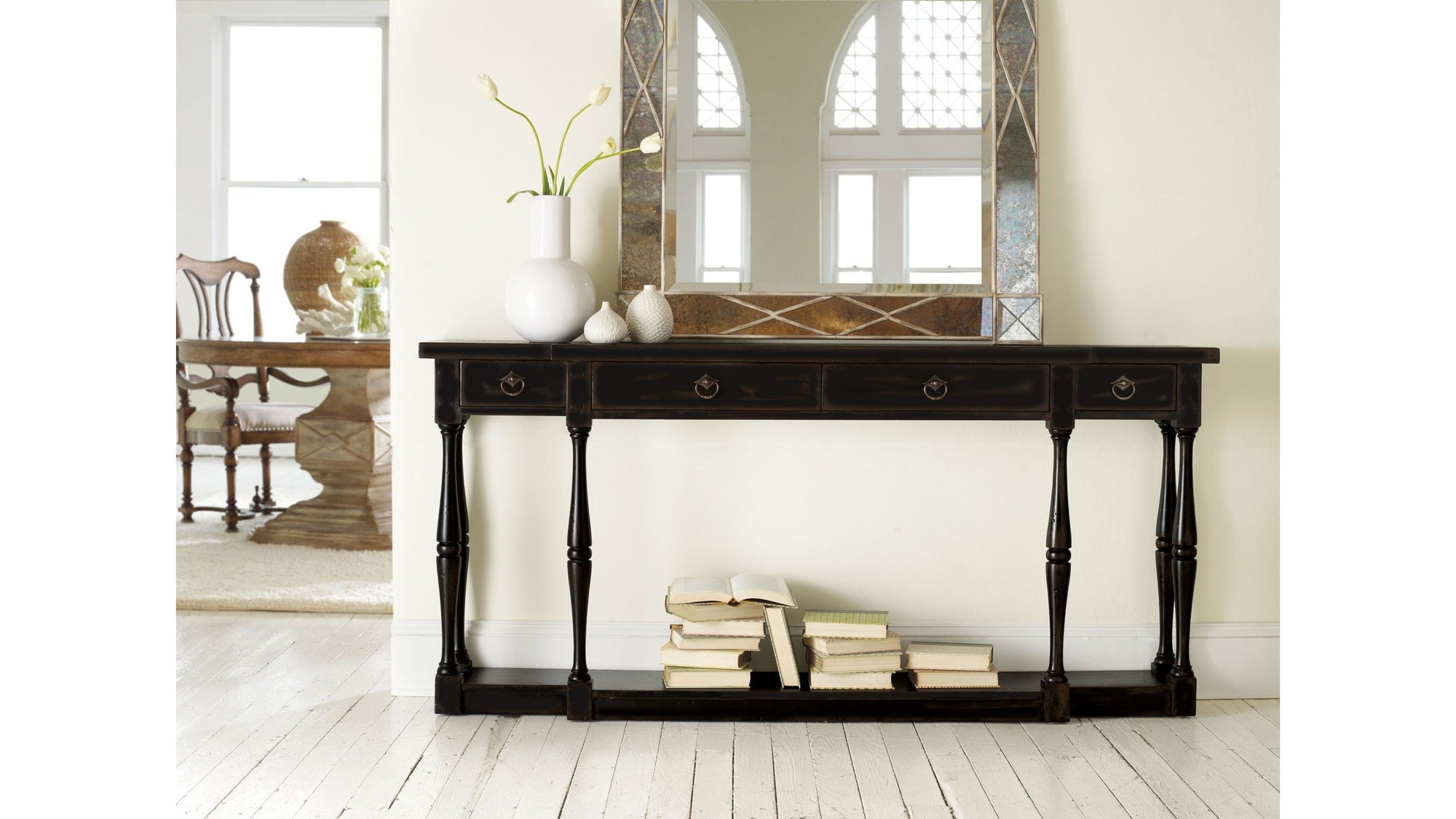 Sanctuary - 4-Drawer Thin Console - Ebony