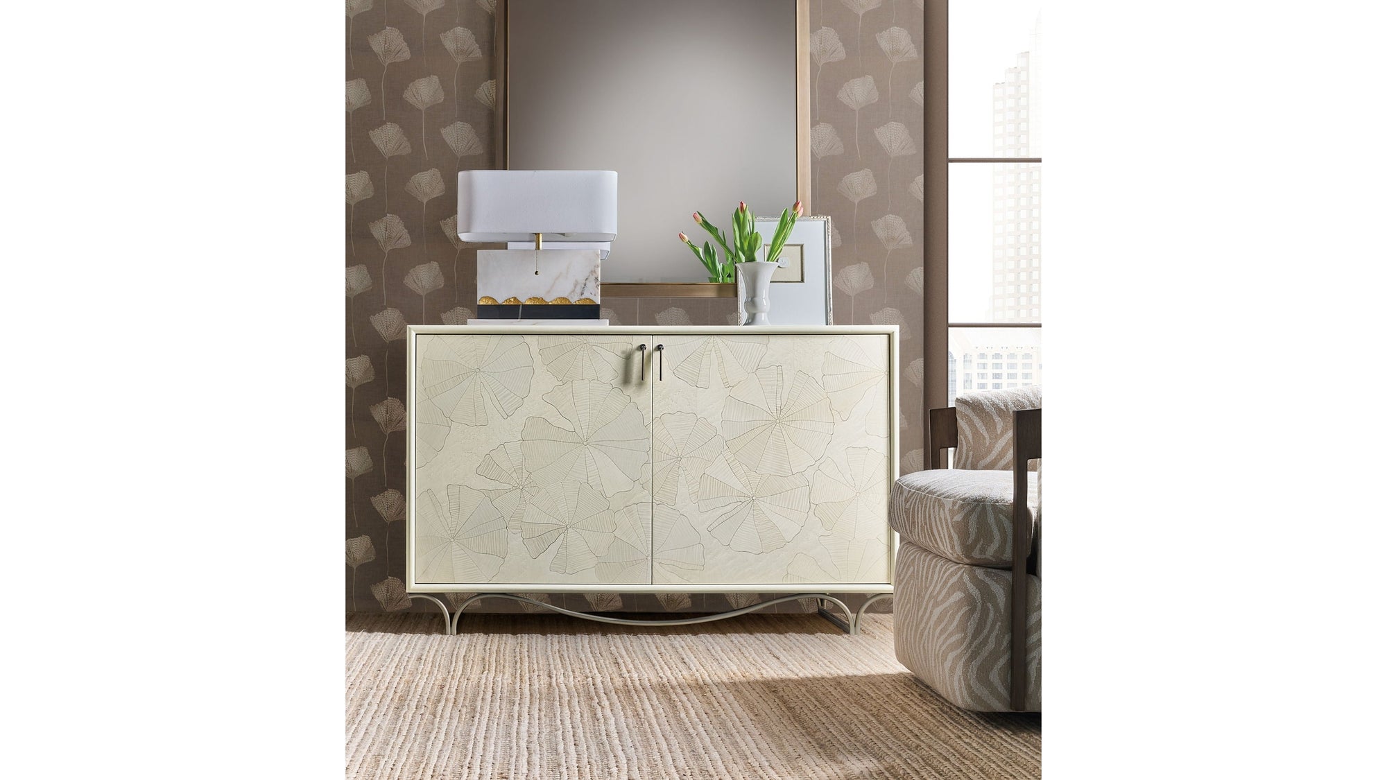 Melange - White Lotus Hall Chest - White