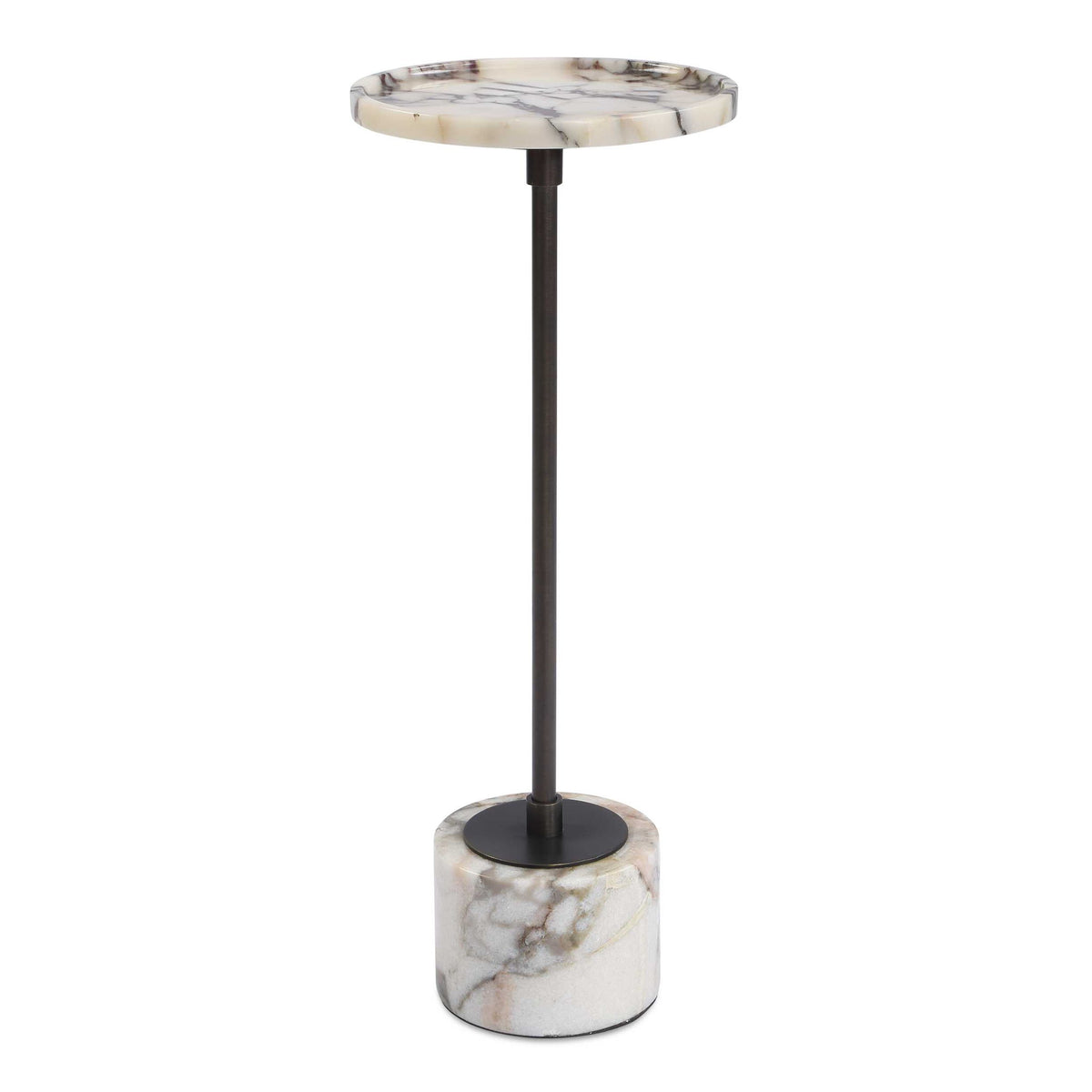 Brunson - White Marble Drink Table - Bronze / White