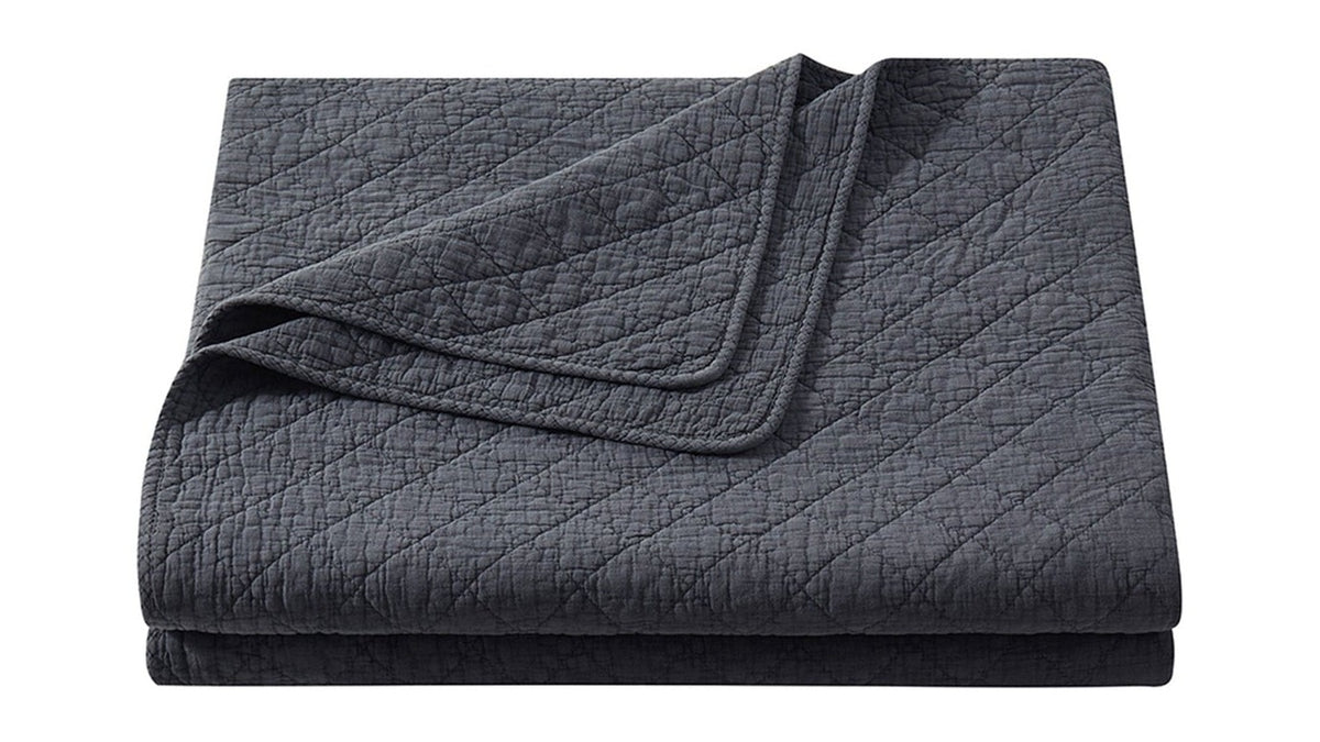 Cotton Gauze - Twin Stonewashed Quilt - Charcoal