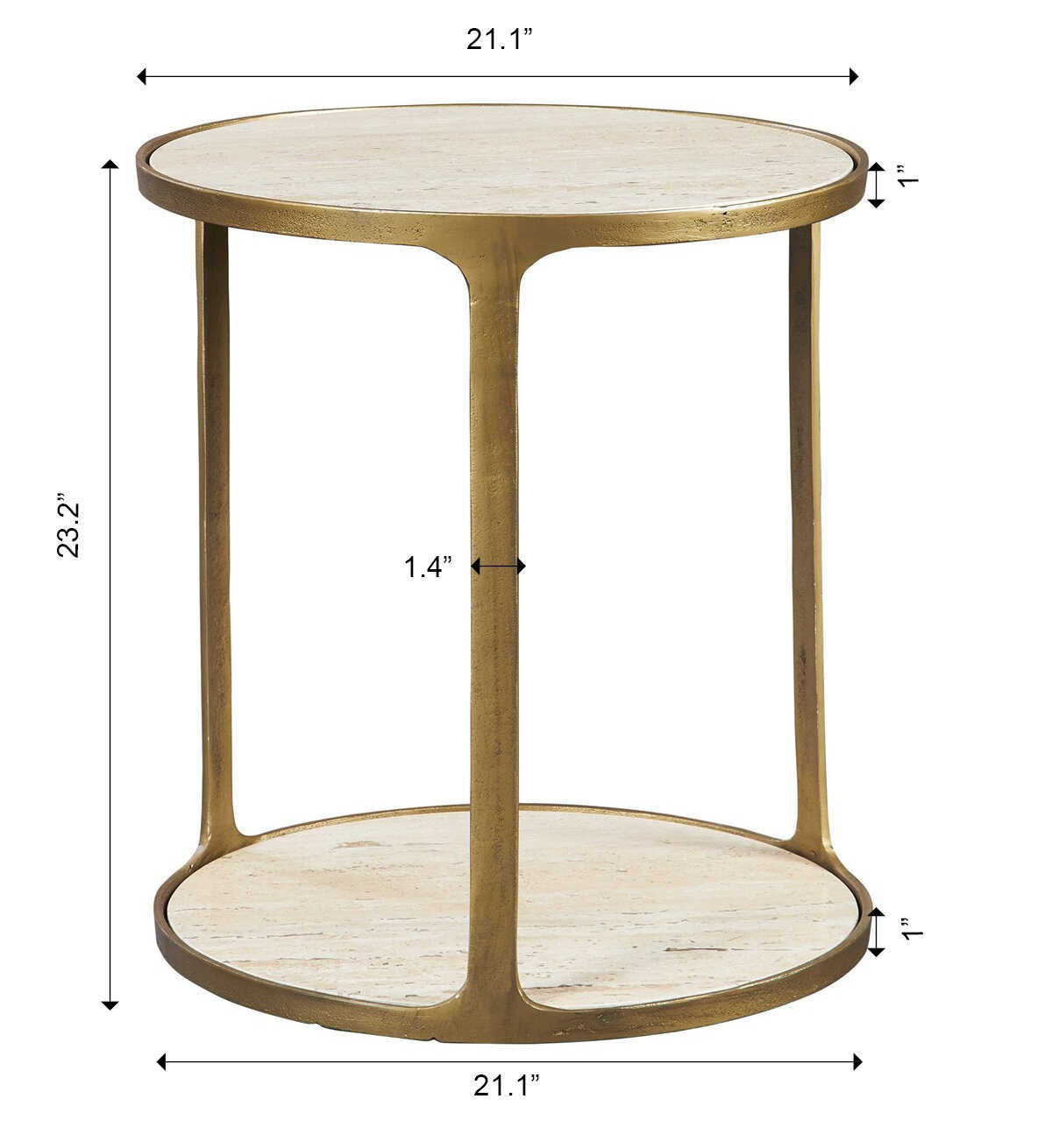 Clench - Brass Side Table - Beige