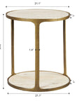Clench - Brass Side Table - Beige