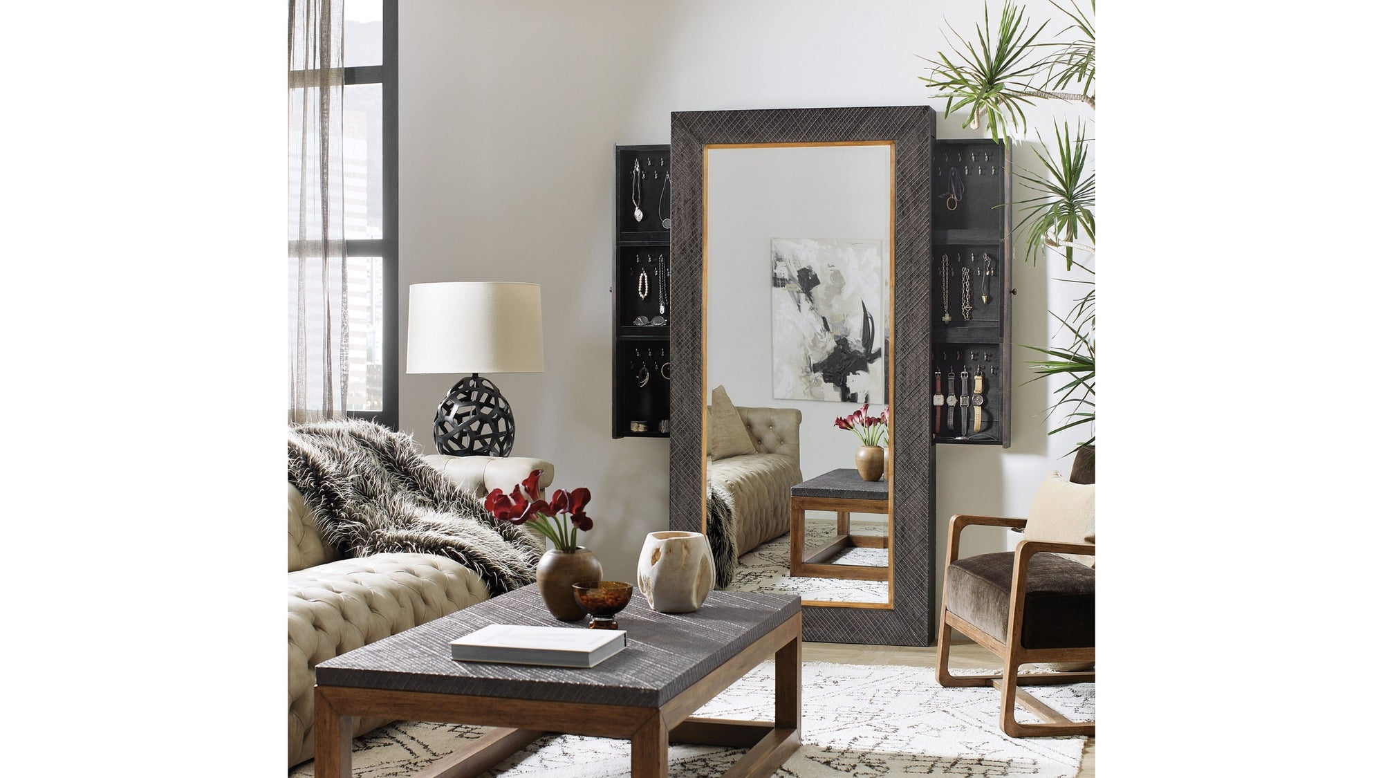 Big Sky - Floor Mirror With Jewelry Storage - Dark Gray