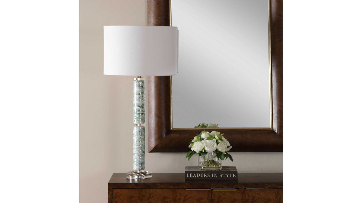 Jameis - Marbled Table Lamp - Green / White