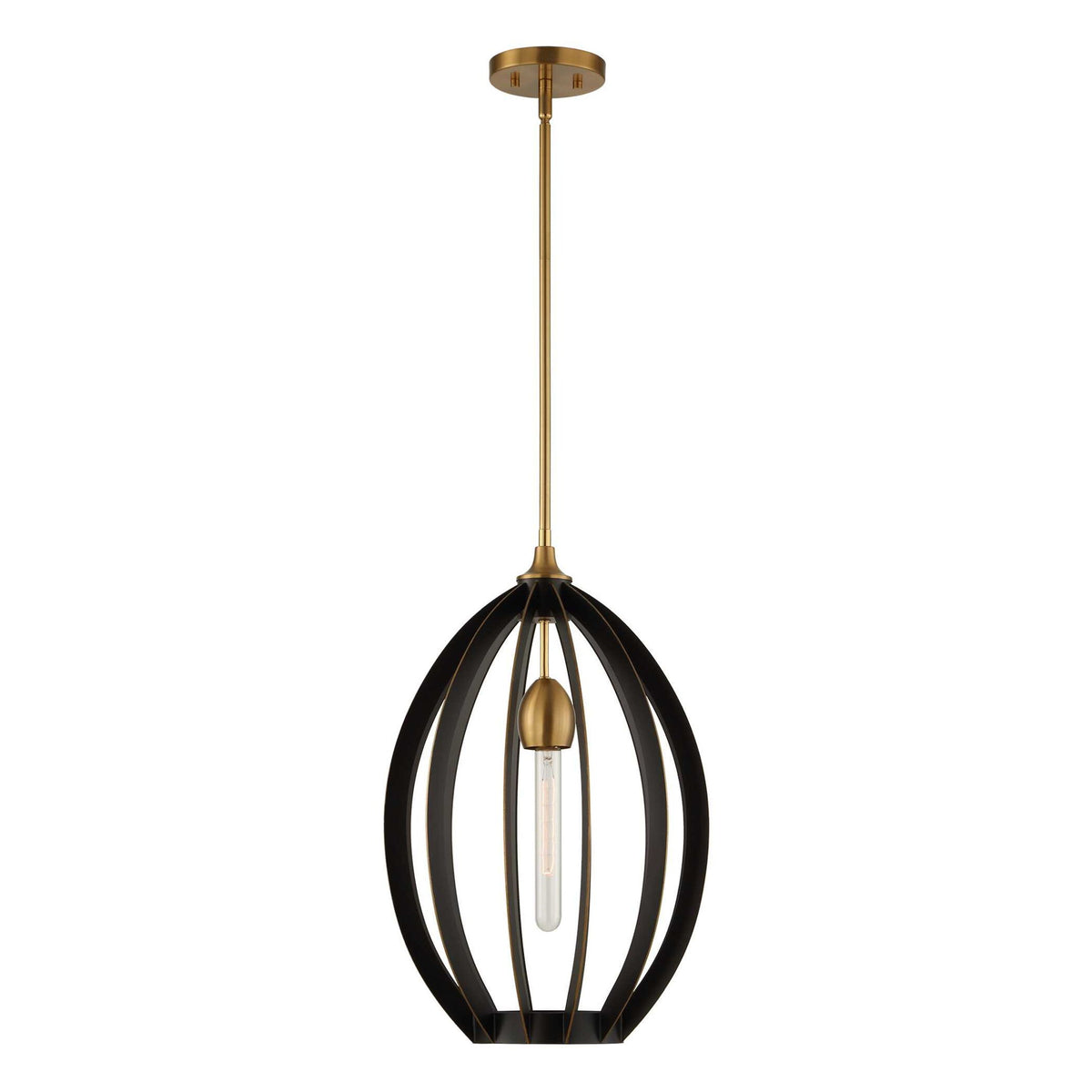 Darby - 1 Light Architectural Oval Pendant - Bronze / Black