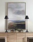 Lowlands - Framed Landscape Print - Black / Blue / Brown / Orange / White / Yellow