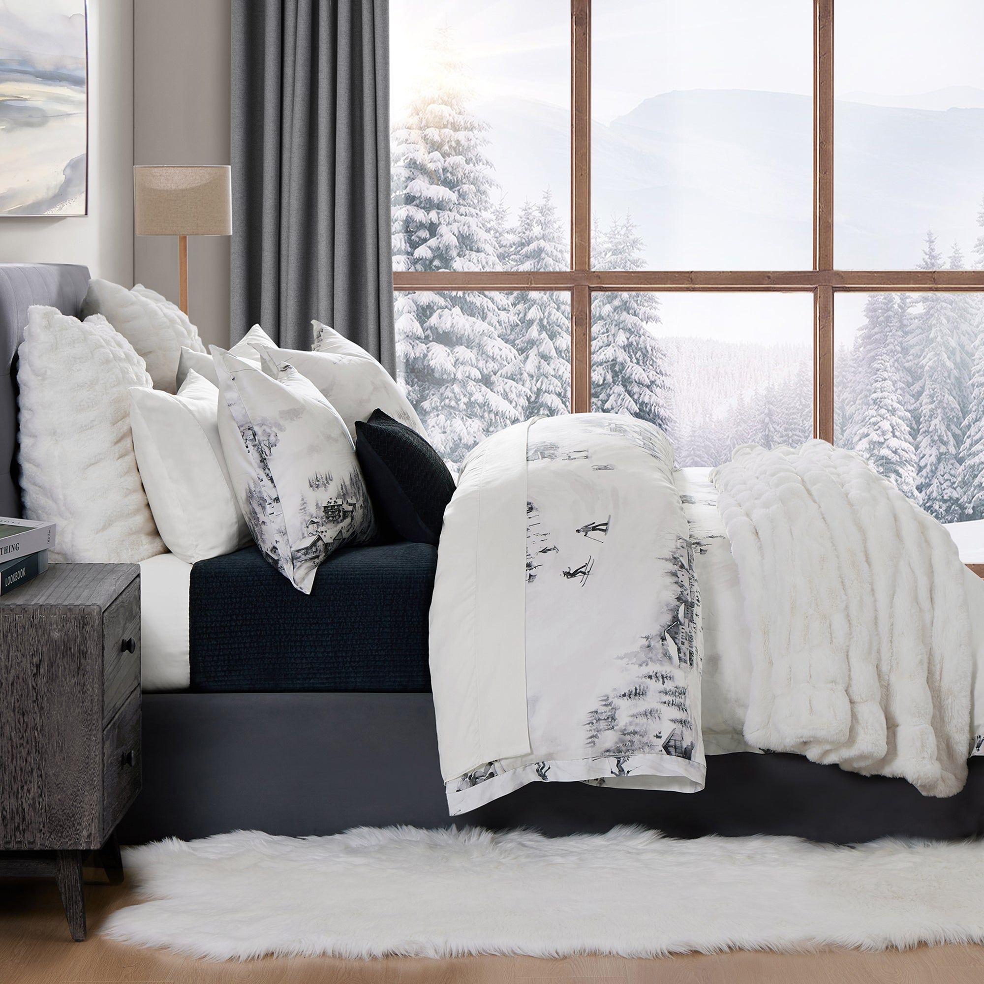 Ski Life - Queen Eucalyptus Comforter Set (Set of 3) - Gray