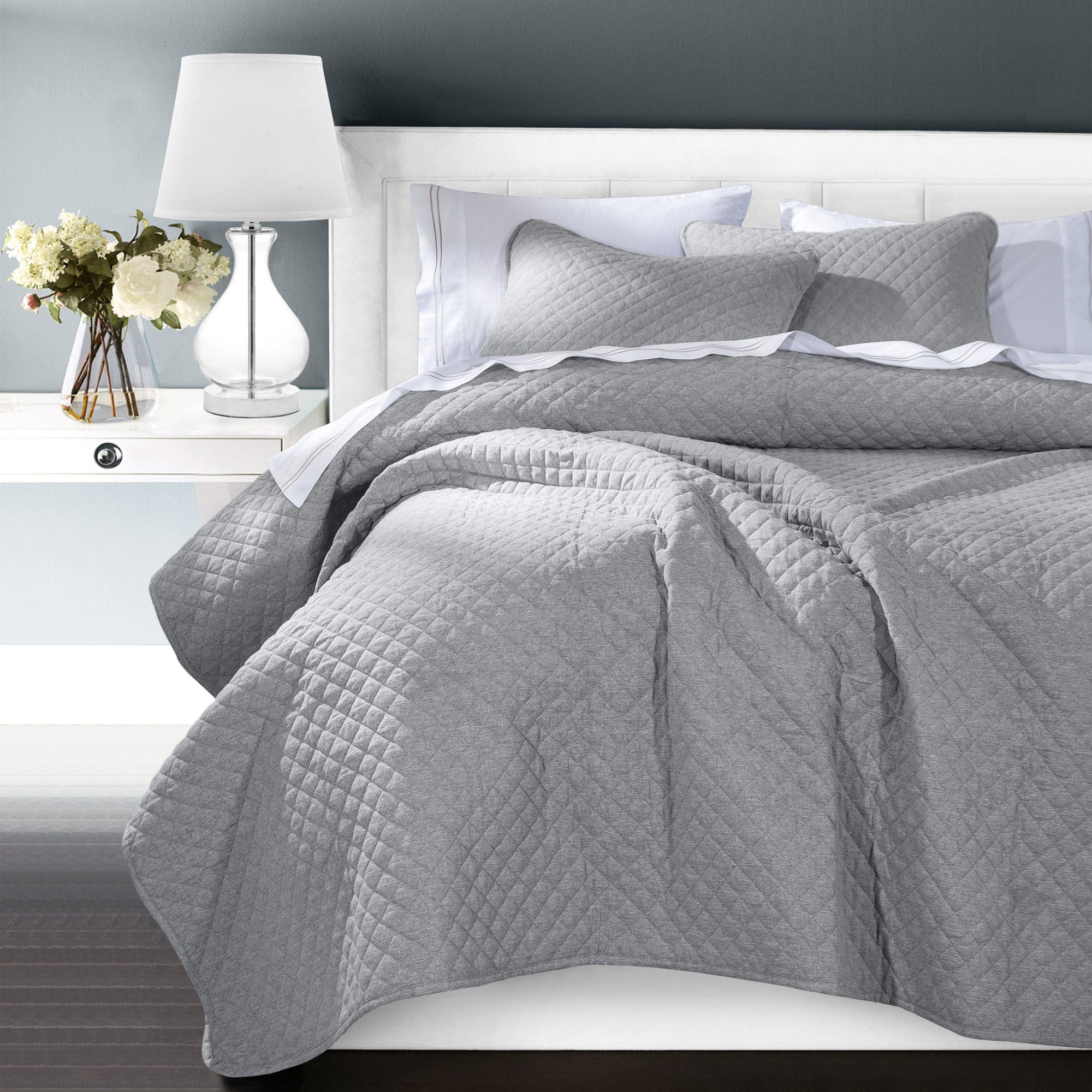 Anna - Full/Queen Diamond Quilted Coverlet - Gray