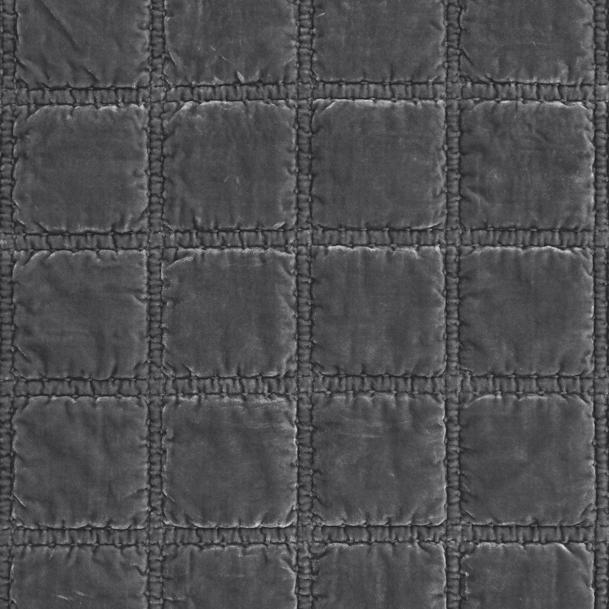 Stella - Faux Silk Velvet Double Box Stitch Throw - Slate