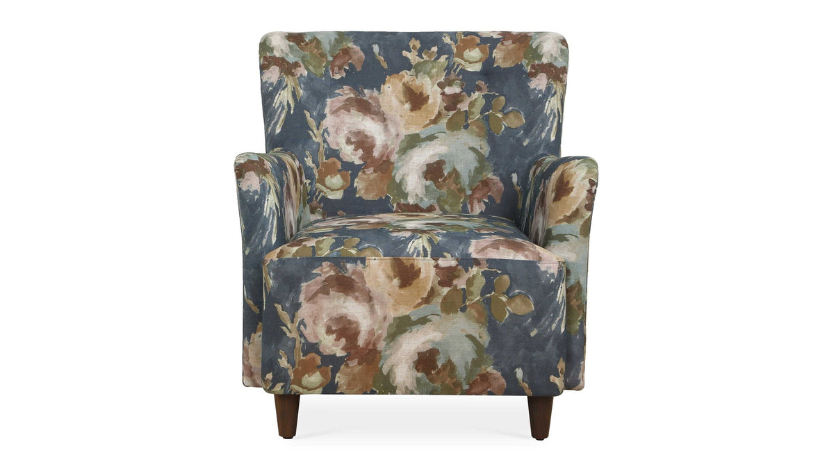 Lainey - Floral Upholstered Armchair - Blue