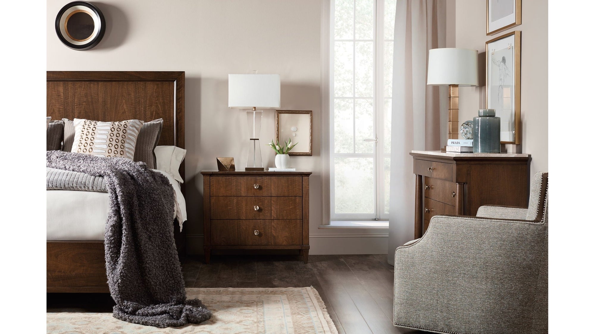 Archives - Three-Drawer Nightstand - Dark Brown