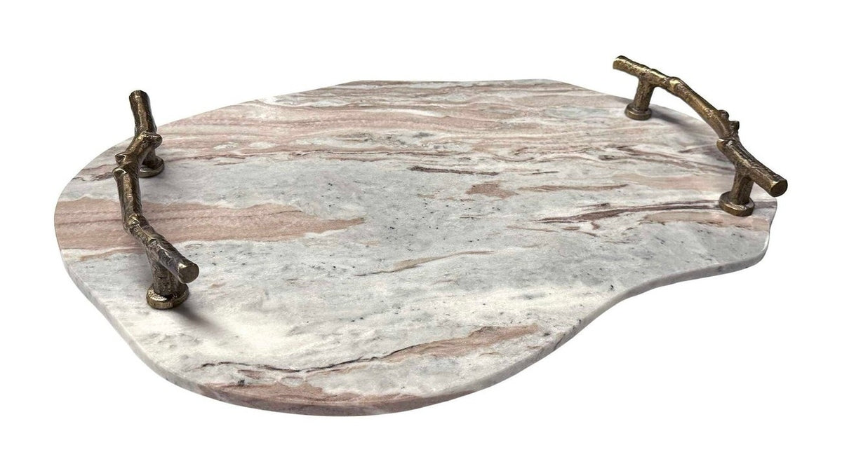 Stone And Twig - Indoor-Outdoor Tray - Gold / Gray / White