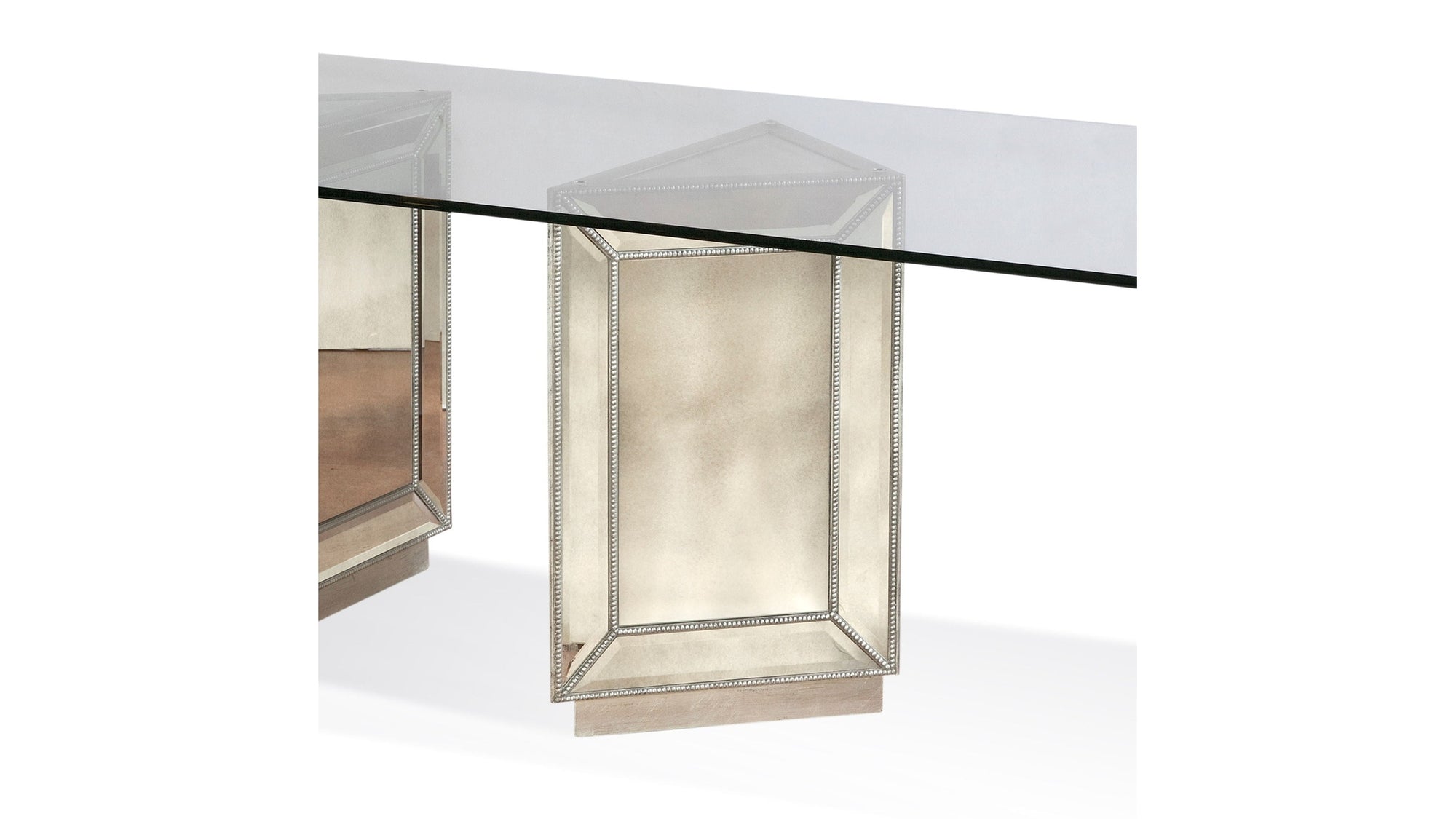 Murano - Double Pedestal Table - Pearl Silver