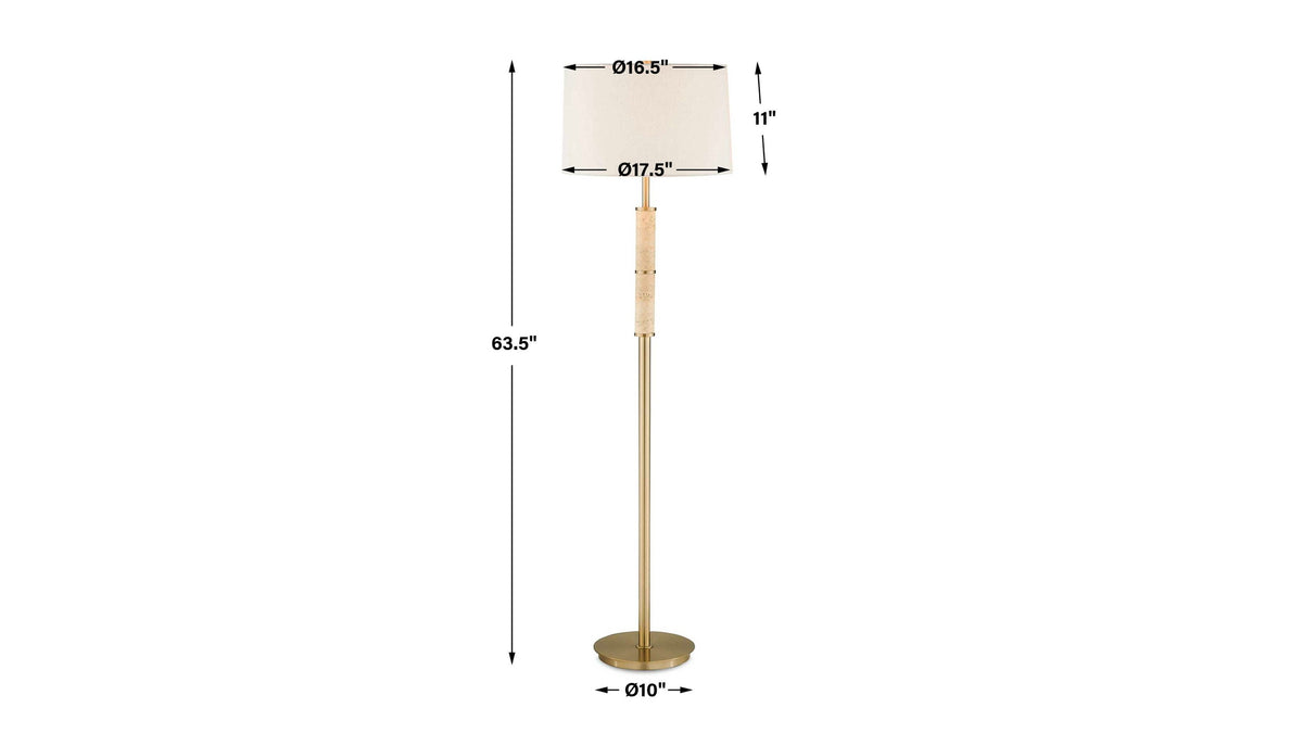 Verlaine - Travertine Floor Lamp - Brass,Gold