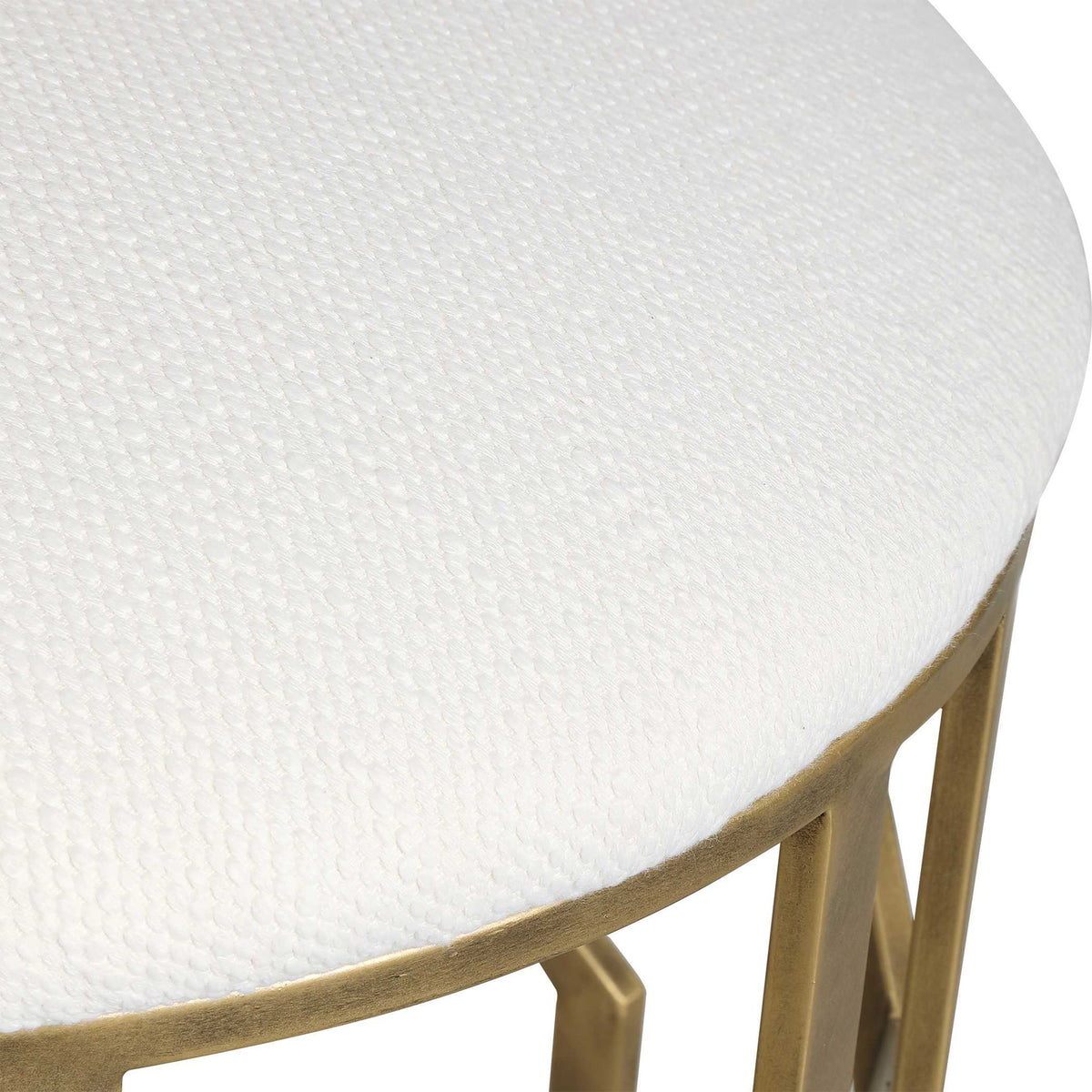 Trellis - Geometric Accent Stool - White &amp; Gold
