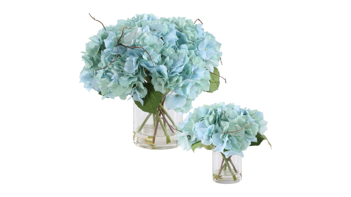Tranquil - Blooms In Glass Vases Set of 2 - Blue