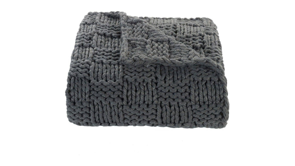 Chess Knit - Throw - Slate