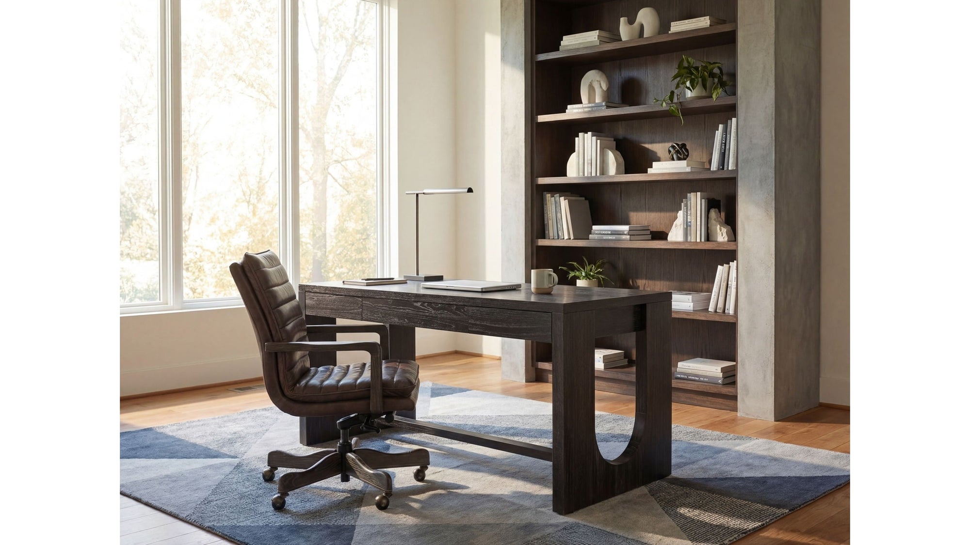 EC - Langston Executive Swivel Tilt Chair With Metal Base - Dark Brown