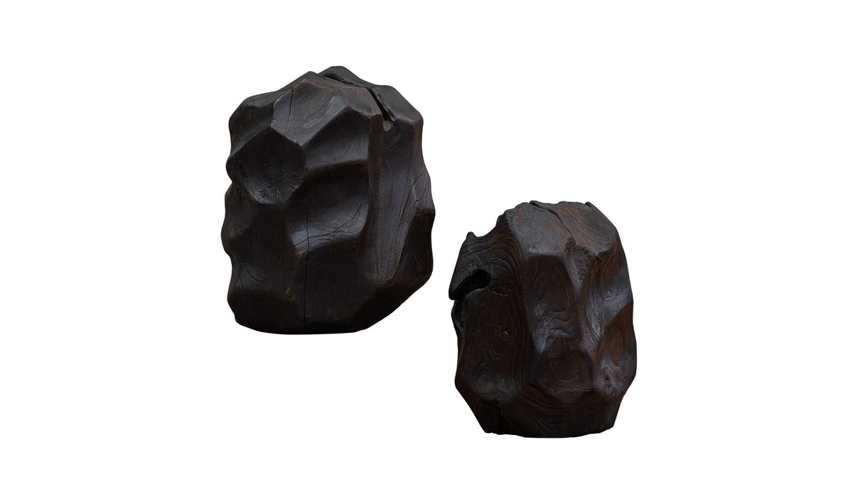 Ember Root - Teak Sculpture (Set of 2) - Black