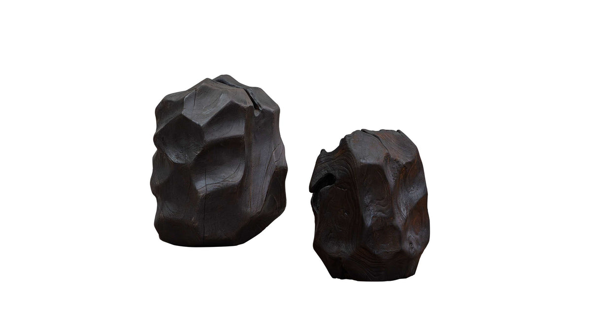 Ember Root - Teak Sculpture (Set of 2) - Black