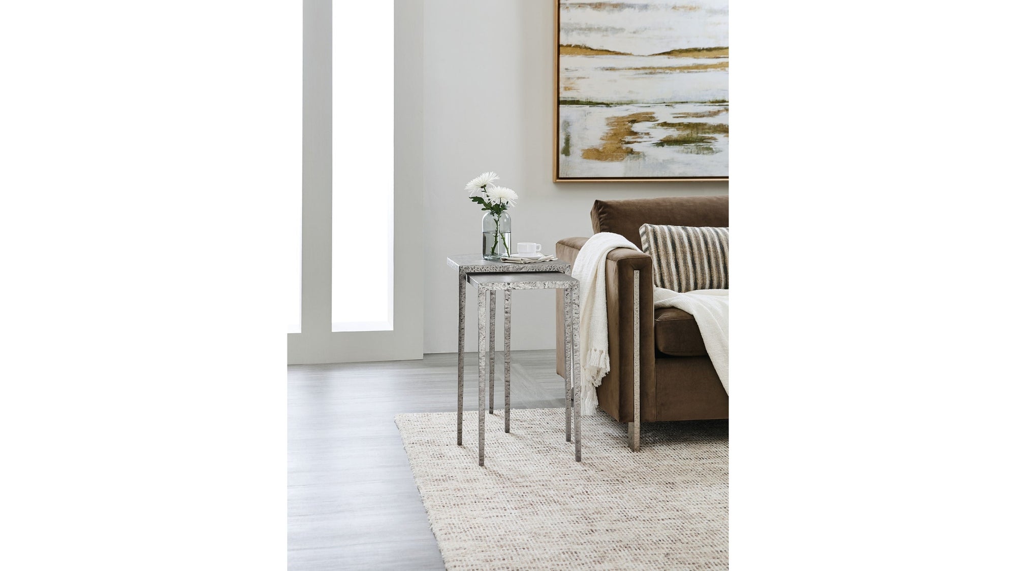 Chapman - Metal Nesting Tables - Pearl Silver