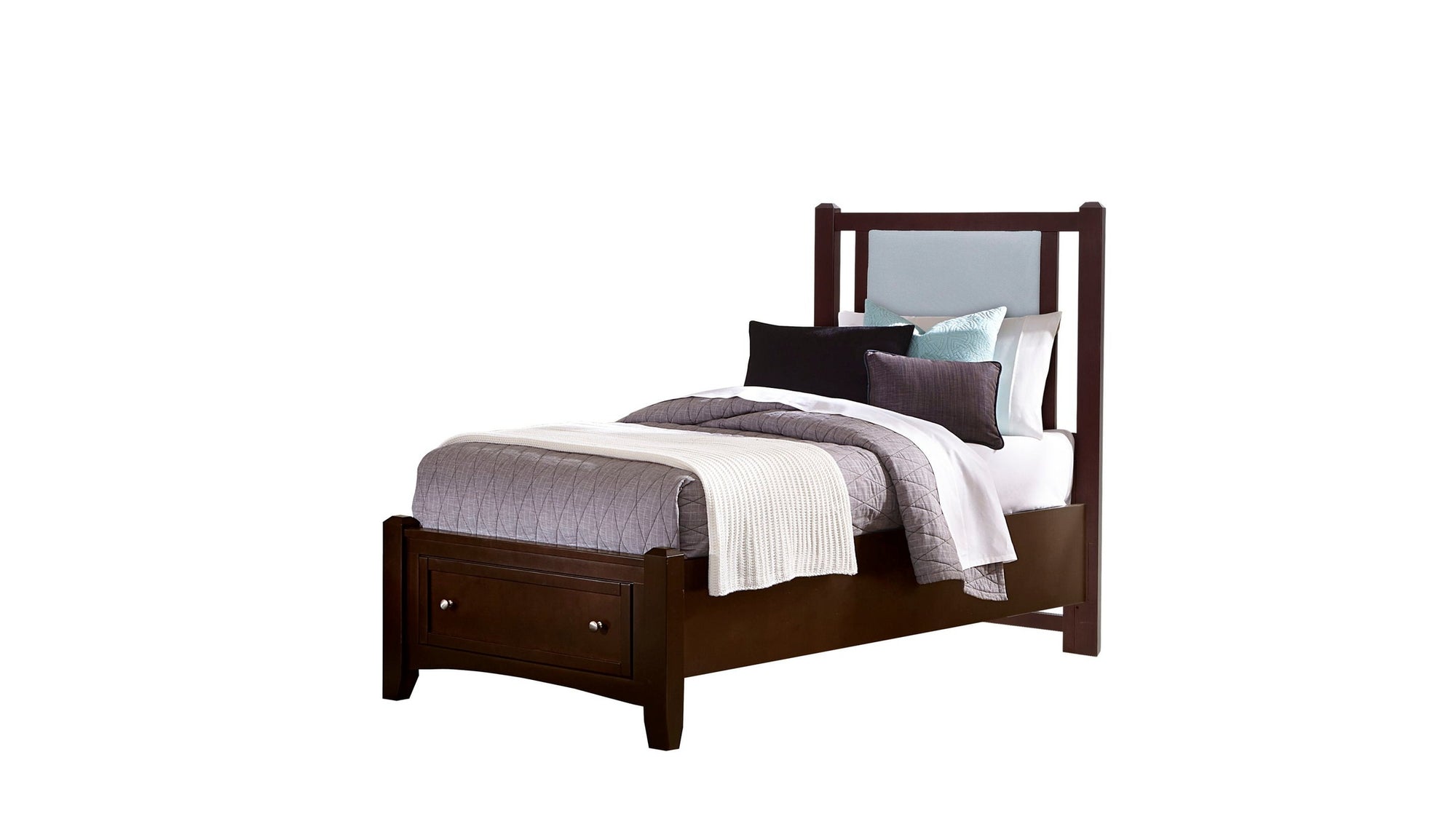 Bonanza - Ocean Blue Linen Upholstered Bed With Storage Footboard