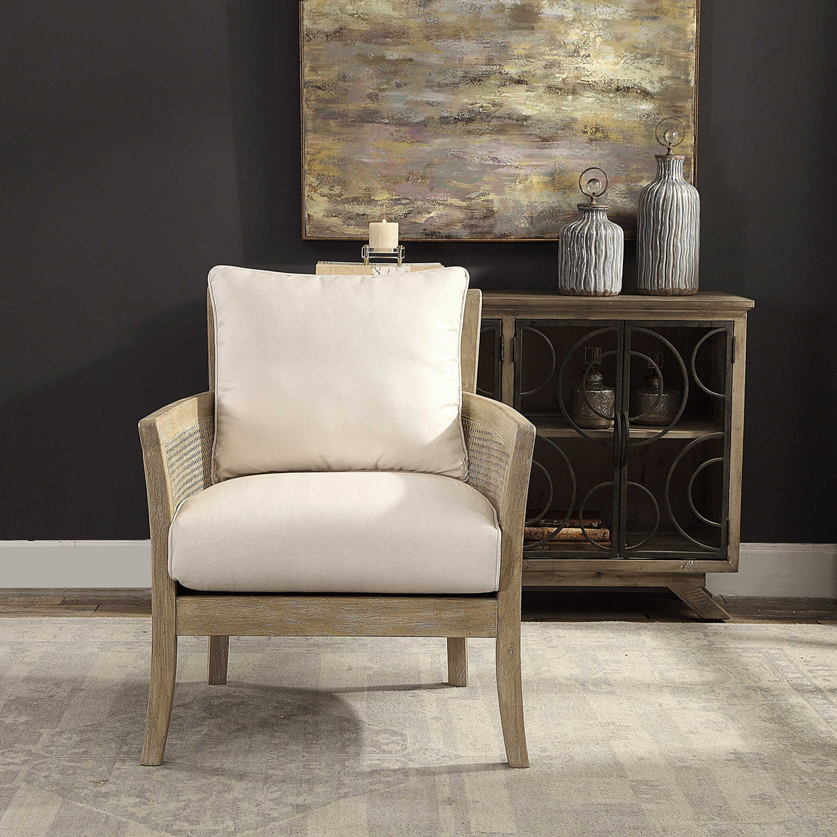 Encore - Natural Armchair - White