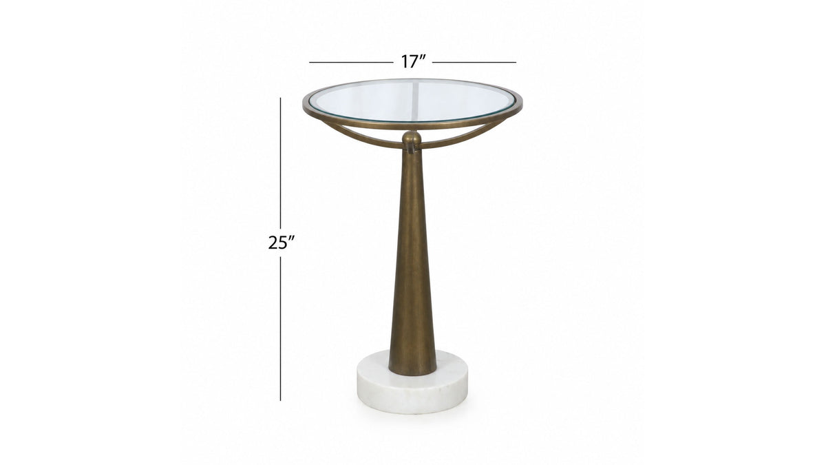 Delgado - Accent Table - Antique Brass / White Marble