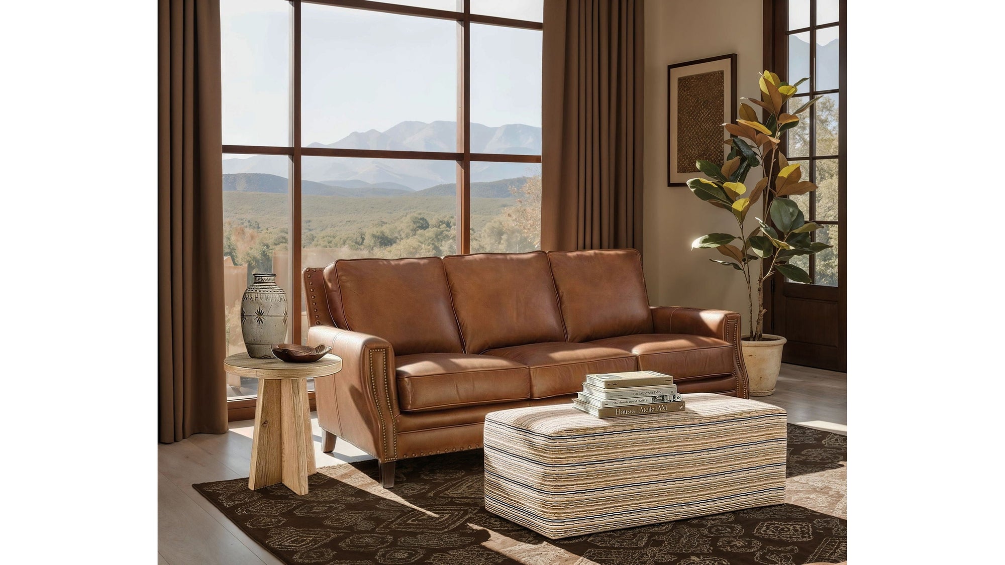 SS - Exton Stationary Sofa - Light Brown