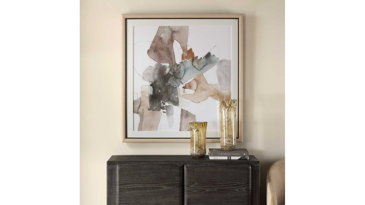 Cohesion - Framed Abstract Print - Black / Blue / Gray / Orange
