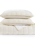 Stella - King Faux Silk Velvet Double Box Stitch Quilt Set (Set of 3) - Stone