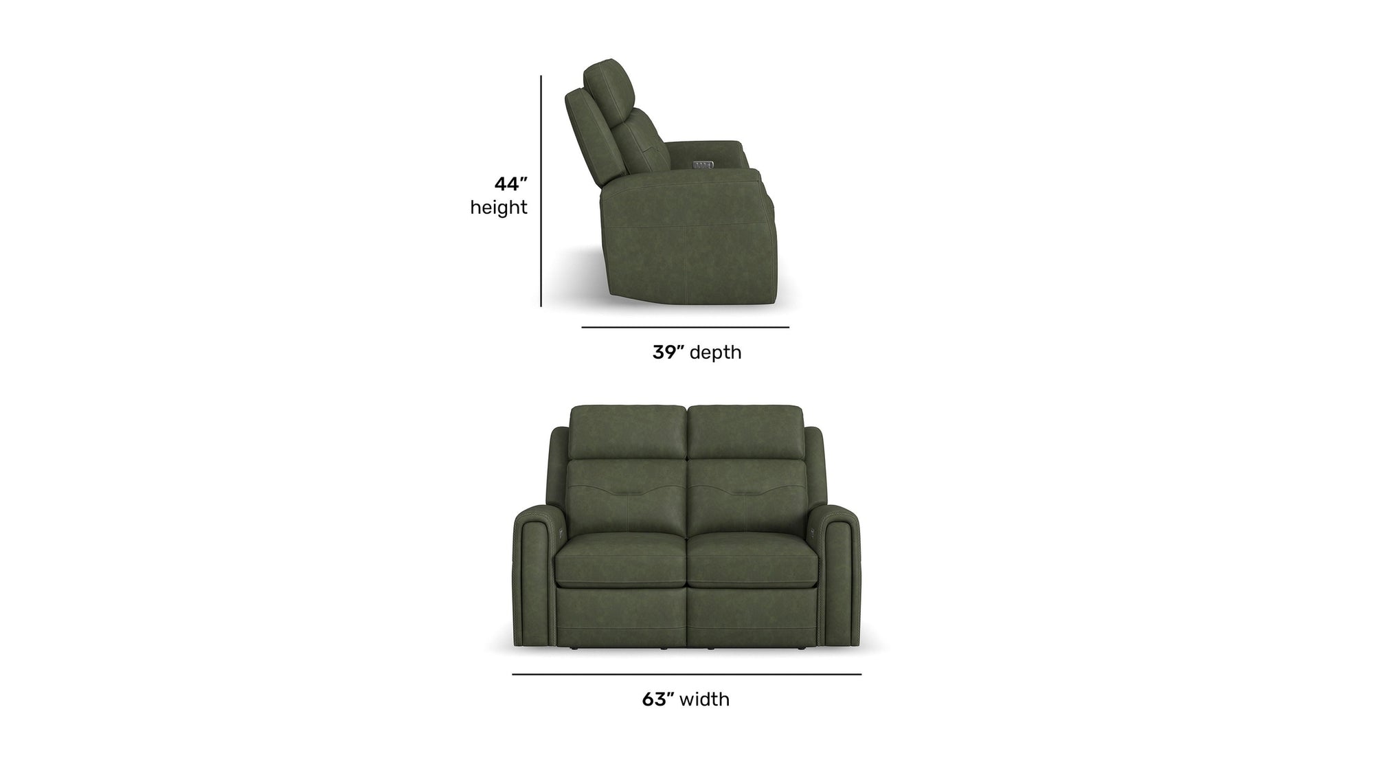 Felix - Power Reclining Loveseat With Console, Power Headrest, Lumbar, Heat &amp; Massage